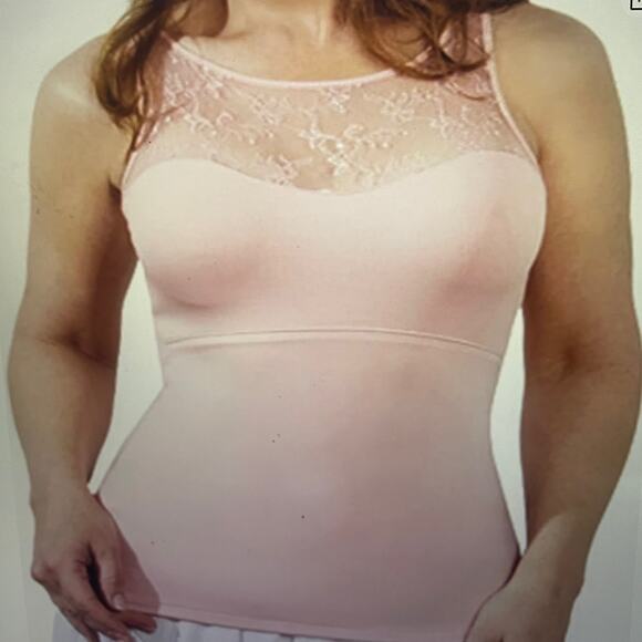 Spanx Hide and Sleek Lace Inset Pink Shaping Tank Top Size XL - Picture 1 of 13